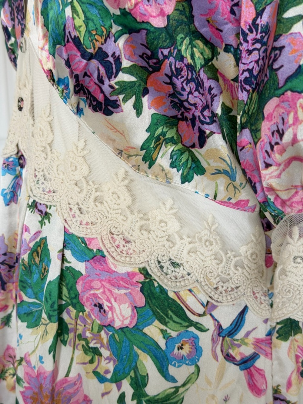 HOPE & IVY Maternity Floral Maxi Dress with Lace Waist - Wadding Guest Romantic - Picture 6 of 16